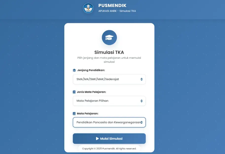 Pusmendik Buka Akses Simulasi TKA 2026, Panduan Masuk Sistem dan Penanganan Kendala Login